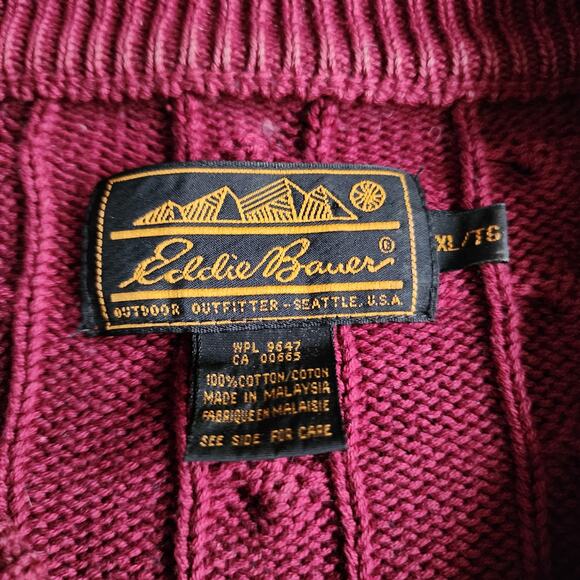 Vintage Eddie Bauer Red Chunky Chain Grandpa Sweater XL - Picture 5 of 6